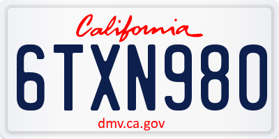 CA license plate 6TXN980