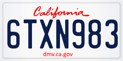 CA license plate 6TXN983