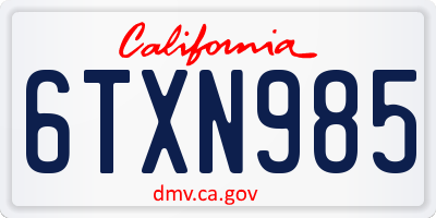 CA license plate 6TXN985
