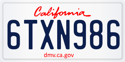 CA license plate 6TXN986