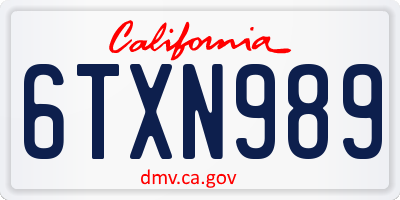 CA license plate 6TXN989