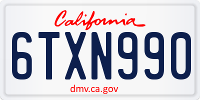 CA license plate 6TXN990
