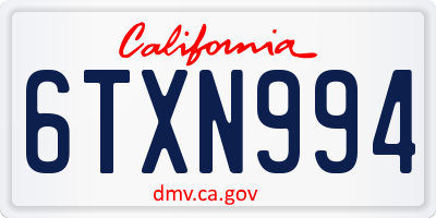 CA license plate 6TXN994