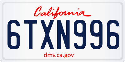 CA license plate 6TXN996