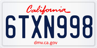 CA license plate 6TXN998