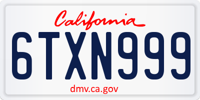 CA license plate 6TXN999