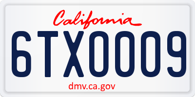 CA license plate 6TXO009