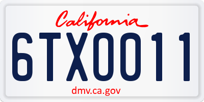 CA license plate 6TXO011
