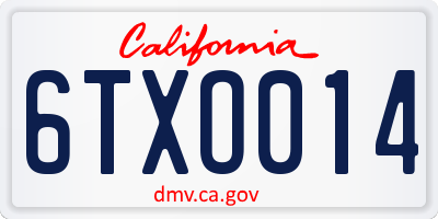 CA license plate 6TXO014