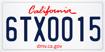 CA license plate 6TXO015