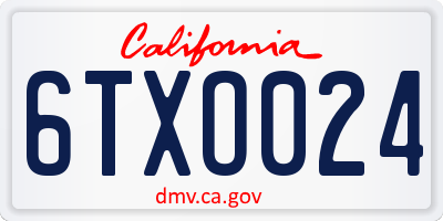 CA license plate 6TXO024