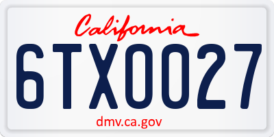 CA license plate 6TXO027