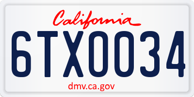 CA license plate 6TXO034