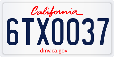 CA license plate 6TXO037