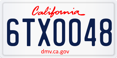 CA license plate 6TXO048
