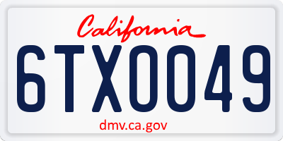 CA license plate 6TXO049