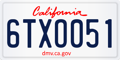 CA license plate 6TXO051