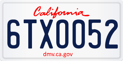CA license plate 6TXO052