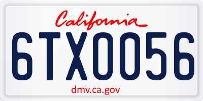 CA license plate 6TXO056