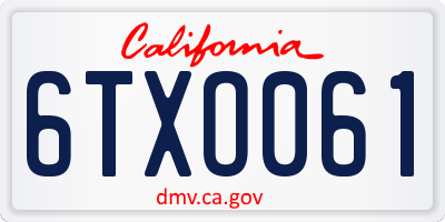 CA license plate 6TXO061