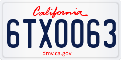 CA license plate 6TXO063