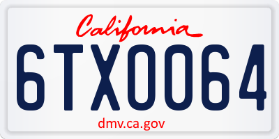 CA license plate 6TXO064