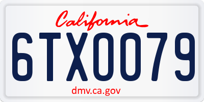 CA license plate 6TXO079