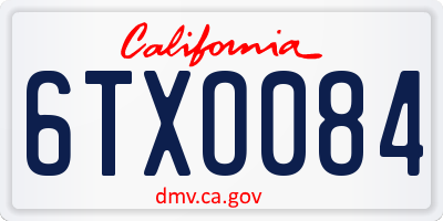 CA license plate 6TXO084