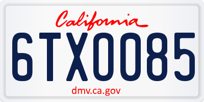 CA license plate 6TXO085
