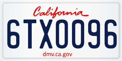 CA license plate 6TXO096