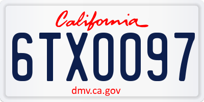 CA license plate 6TXO097