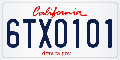 CA license plate 6TXO101