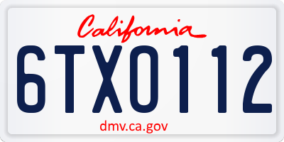 CA license plate 6TXO112