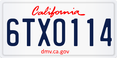 CA license plate 6TXO114