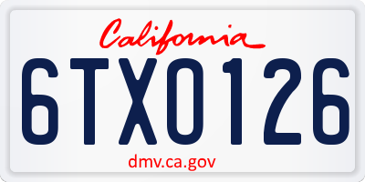 CA license plate 6TXO126