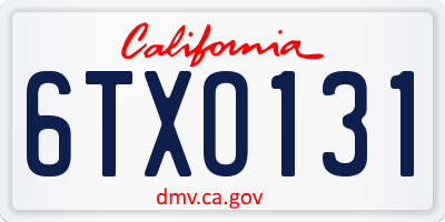 CA license plate 6TXO131
