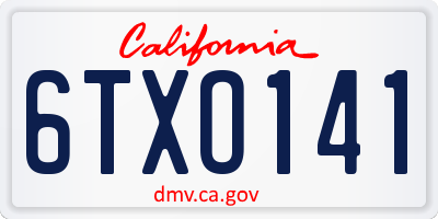 CA license plate 6TXO141