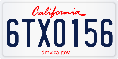 CA license plate 6TXO156
