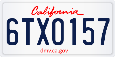CA license plate 6TXO157