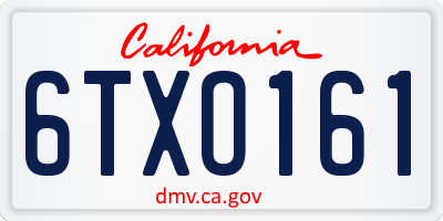 CA license plate 6TXO161