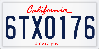 CA license plate 6TXO176