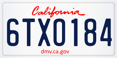 CA license plate 6TXO184