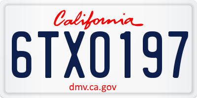 CA license plate 6TXO197