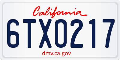 CA license plate 6TXO217