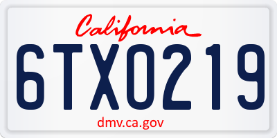CA license plate 6TXO219