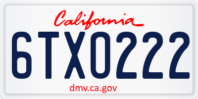 CA license plate 6TXO222