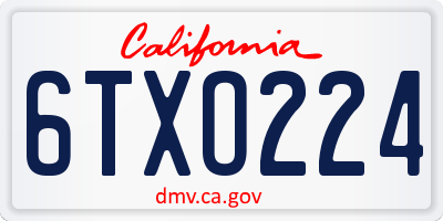 CA license plate 6TXO224