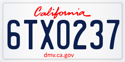 CA license plate 6TXO237