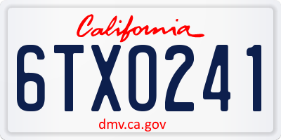 CA license plate 6TXO241