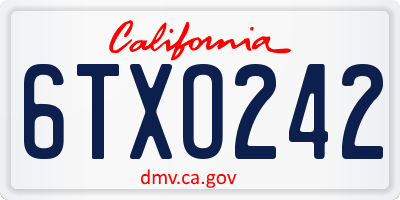 CA license plate 6TXO242